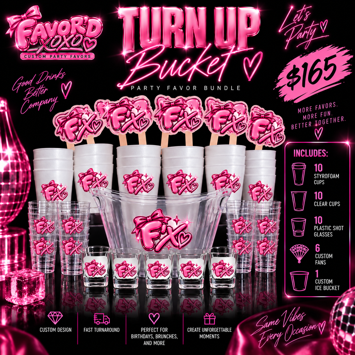 Turn Up Bucket - Custom Party Favor Bundle for Birthdays & Bachelorettes