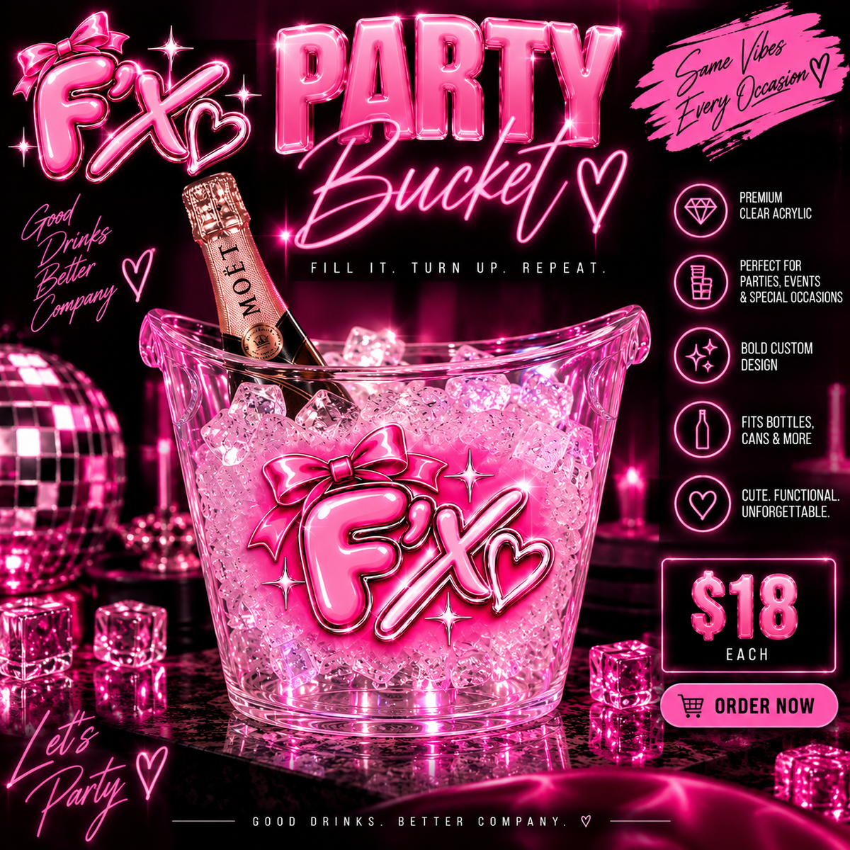 Custom Ice Bucket - Personalized Party Favor for Birthdays & Celebrations