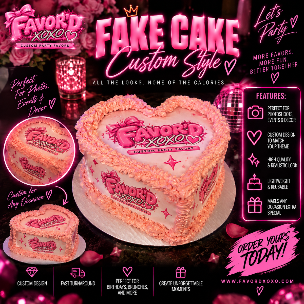 Custom Fake Cake Prop - Personalized Birthday Photo Prop & Party Decoration