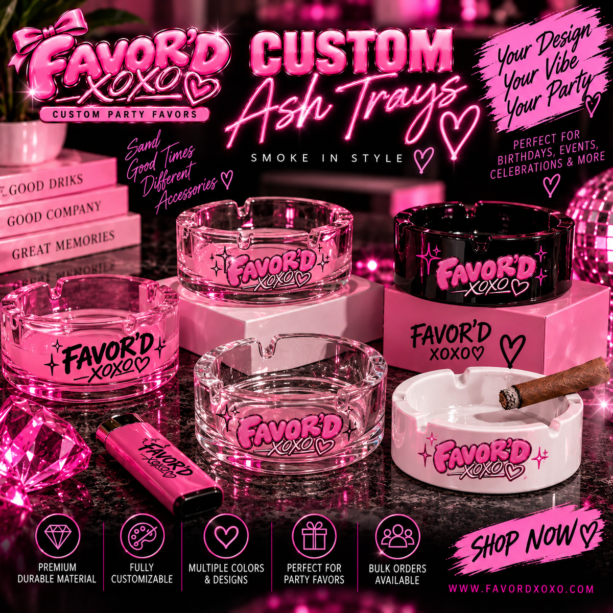 Custom Ash Tray - Personalized Adult Party Favor for Birthdays & Events