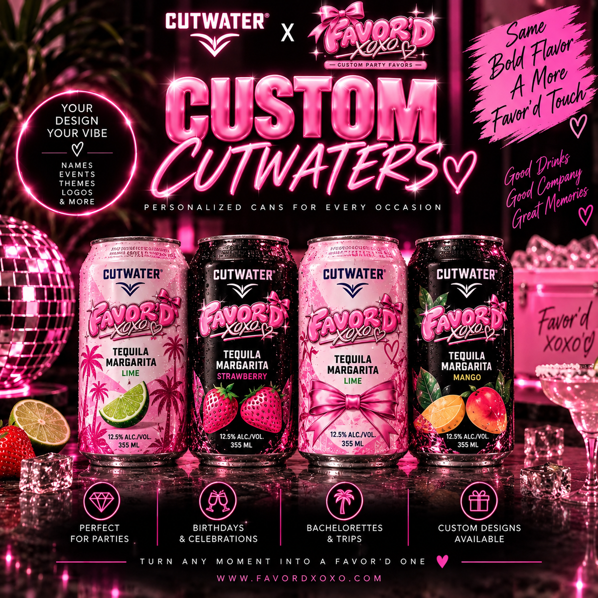 Custom CutWater Cans - Personalized Canned Cocktail Party Favor for Events