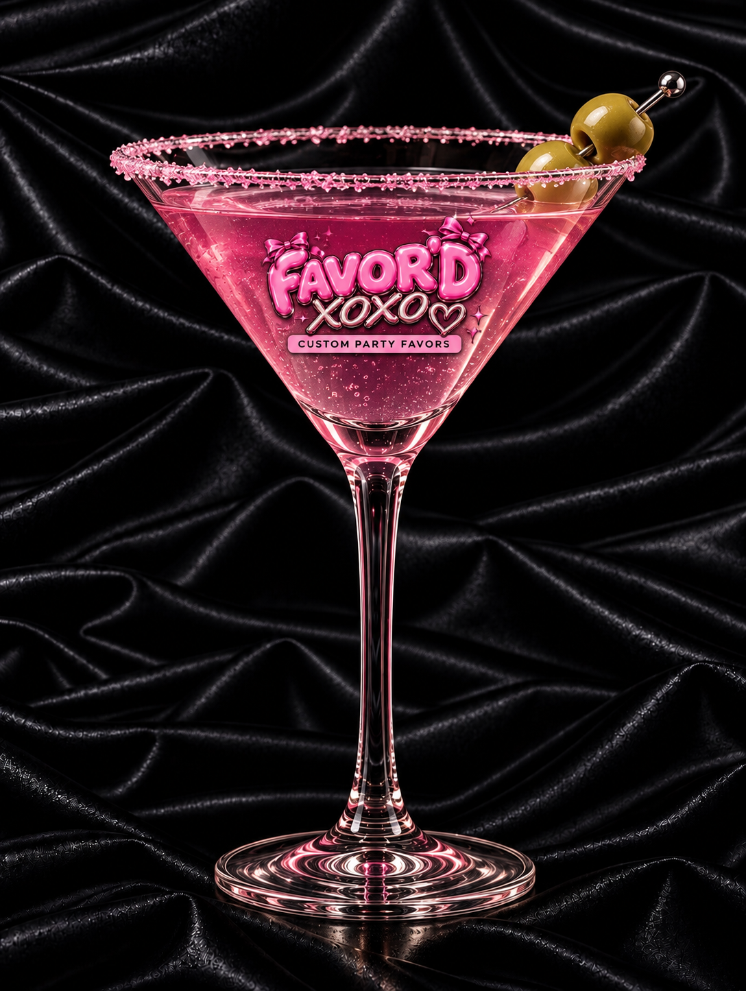 The Favor'd Glass Bar - Custom Wine, Champagne & Martini Glasses for Weddings & Events