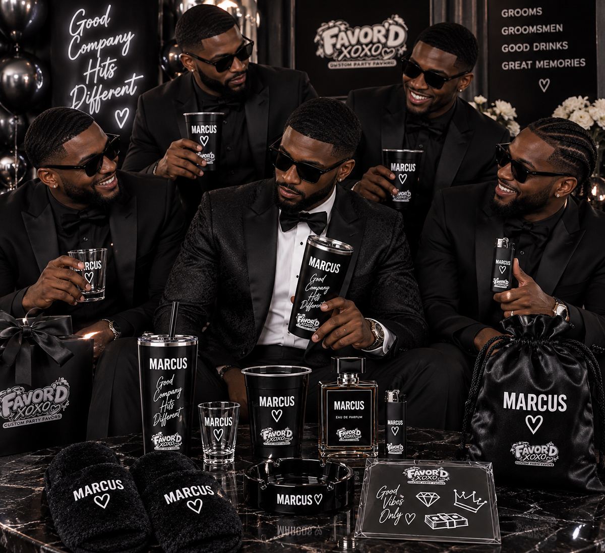 The "I Do Too" Favor'd Groomsmen Experience - Custom Wedding Party Favor Set